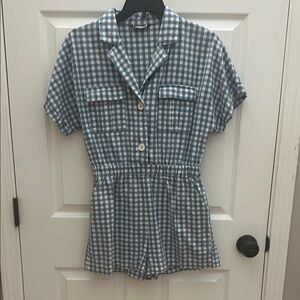 Stylish Blue Checkered Jumpsuit